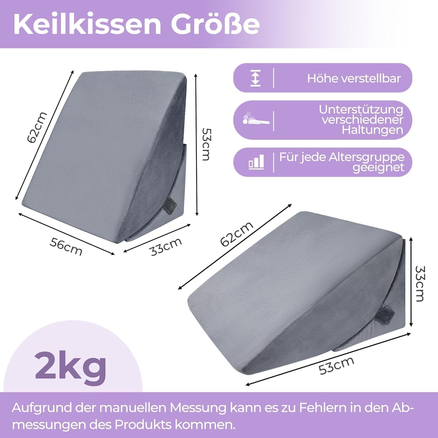 Nastavitelný polštář z pěny s vysokou hustotou, Ergonomický polštář na záda na postel a pohovku, Antirefluxní polštář na čtení na spaní, hraní, sledování televize (těžký)