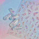3 Stück Nagel Sticker, Selbstklebend Glänzend Aurora Schmetterling Nagel Sticker, Farbe Erleichterung Schmetterlinge Nagelsticker, Nail Art Dekoration Nagel Design Zubehör, Für Frauen Nagel DIY Art