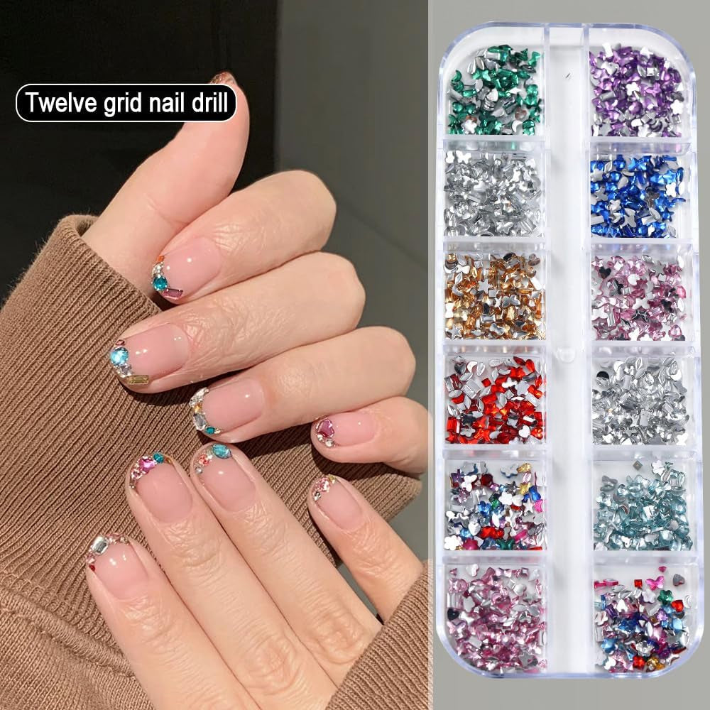 2000 ks Bunte Strasssteine ​​​​Nägel Glitzersteine ​​Přívěsky na nehty Nailart Edelsteine ​​Nagel Steine ​​​​Glitzer Steine ​​​​Nagel Přívěsky Nägel Zubehör Kristalle Diamant Nageldesign Štrasové kamínky na nehty Kamínky na nehty