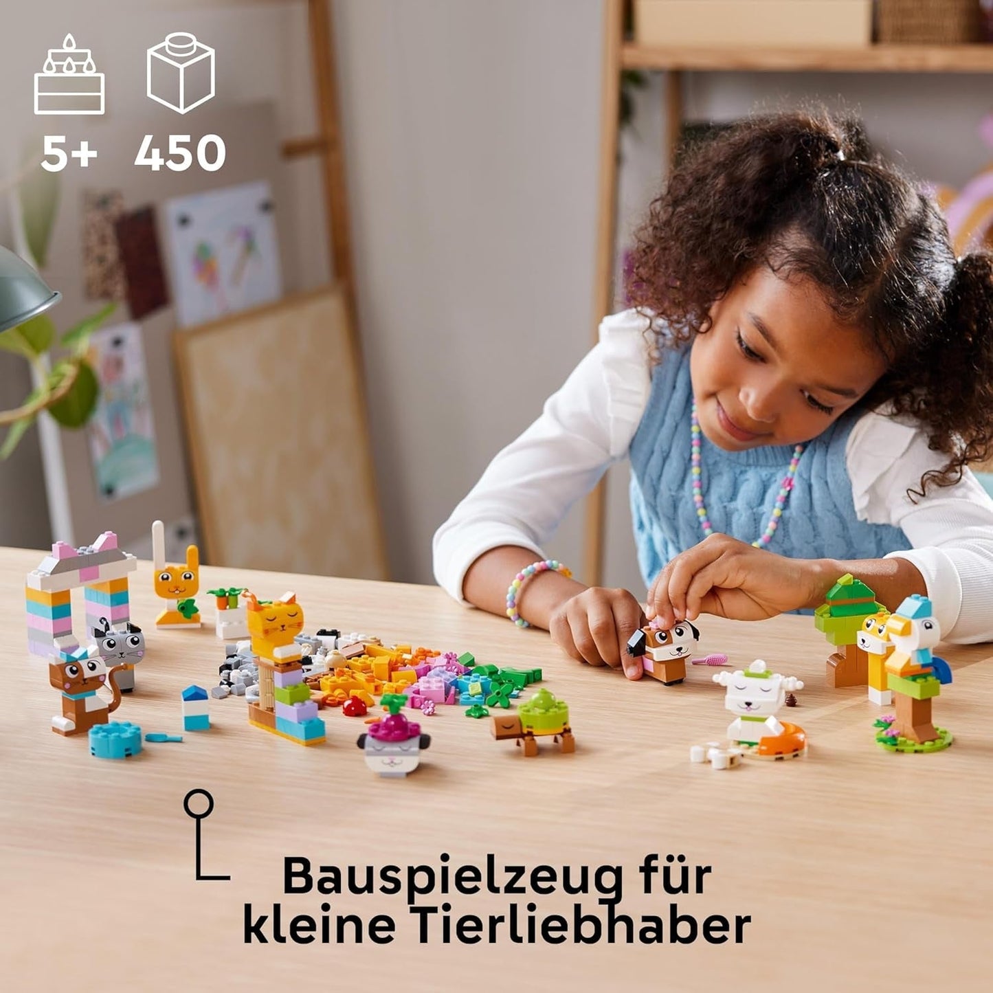 LEGO Classic Creative Animals, krabice s barevnými kostkami, postavte si figurky zvířat z kostek, jako je pes, kočka, králík, křeček a pták, stavebnice pro chlapce a dívky od 5 let 11034 Stavebnice Besuche den LEGO-Store