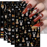 JMEOWIO Nálepka na nehty Weihnachten Gold Glitter Silber 8 Blatt Nálepka na nehty Selbtklebend Nagelaufkleber Schneeflocke Winterurlaub Dekoration Nageldesign Zubehör