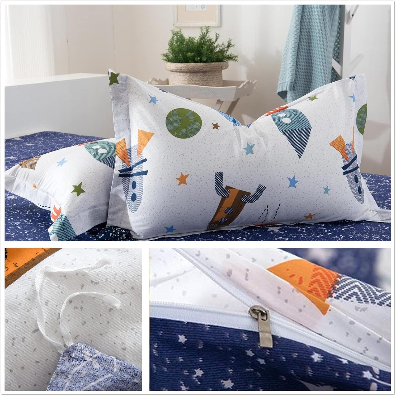 Dětské povlečení, rakety a planety, oboustranné provedení, bavlna Povlečení - dětské Naty Shop