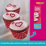Nápisy s červeným cukrem Decocino - Nápisy potravinářské barvy - Praktická tuba na etiketování fondánu a polevy - Pečicí ozdoby na dorty, dorty a cupcaky! (balení 2 ks)