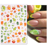 JMEOWIO Samolepka na nehty Sommer Frucht 9 Blatt Samolepka na nehty Selbtklebend Nagelaufkleber Zitronen Dekoration Nageldesign Zubehör