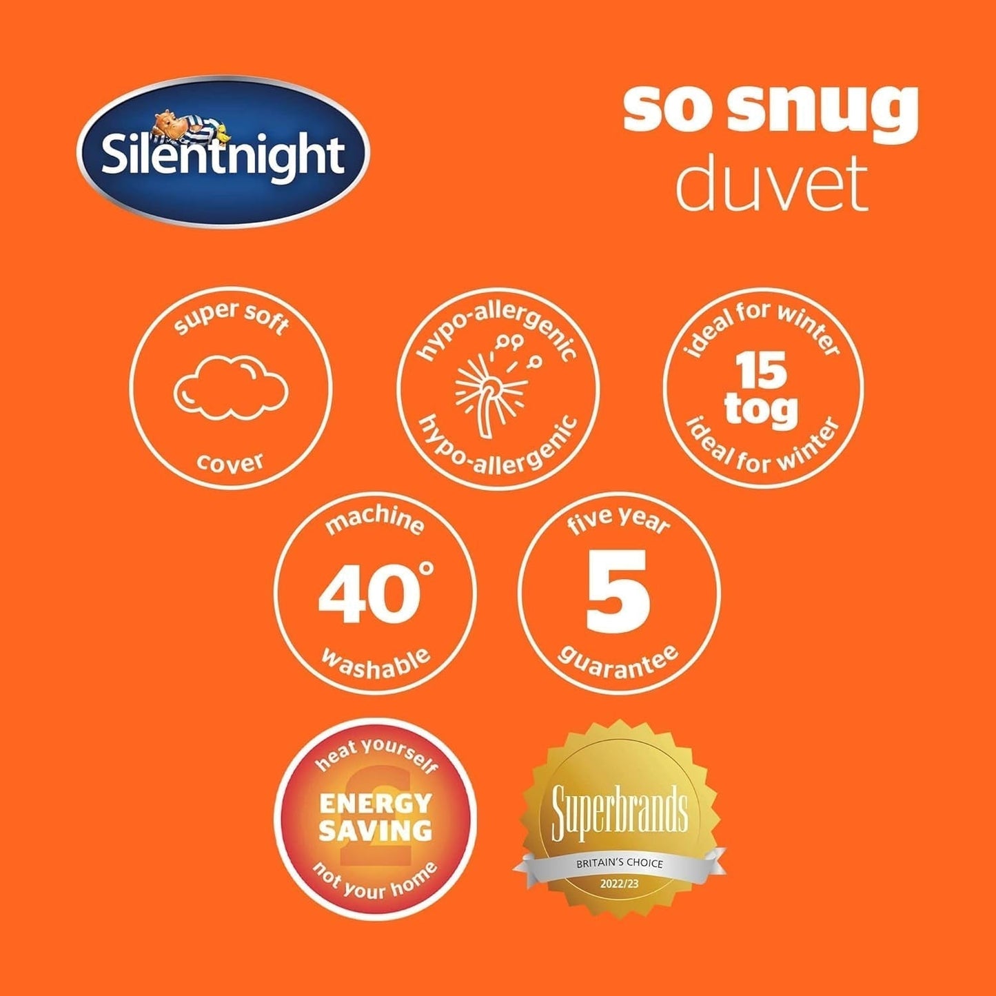 Silentnight tak Snug 534222GE přikrývka na postel velikosti King, 15 tog, teplá, útulná, tlustá, hypoalergenní a lze ji prát v pračce, bílá, přikrývky a přikrývky do postelí velikosti King Naty Shop