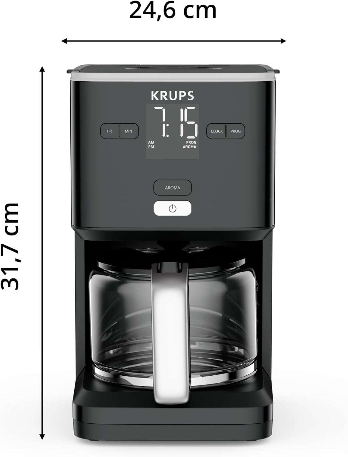 Kávovar Krups Smart'n Light s časovačem, na 1,25 l filtrované kávy, funkce udržování teploty, automatické vypínání, černý, KM600810