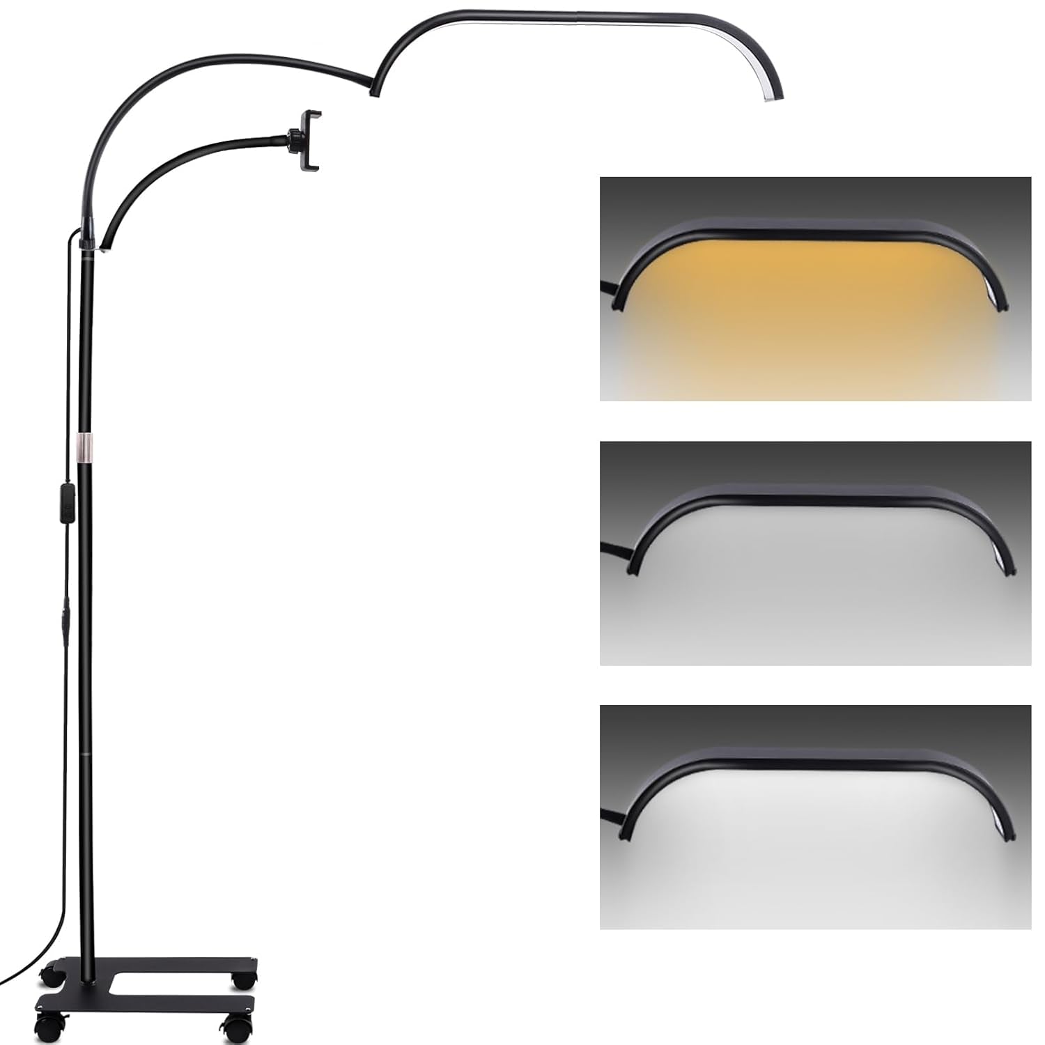 Kalolary Lampadaire, Lash Lumière Pour Extensions De Cils Regglable À 360°, 3000K-6000K Demi-Lune Lamp, Lamp De Beauté (Půlměsíční lampa)