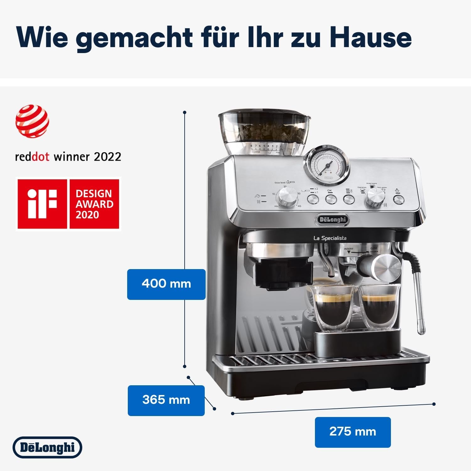Portafiltrační espresso kávovar De'Longhi La Specialista Arte EC9155.MB s mlýnkem, 8 nastavení mletí, tlak 15 barů, 3 nastavení teploty, napěňovač mléka, 1550 W, nádrž 1,7 l, nerez/černá, včetně baristické sady