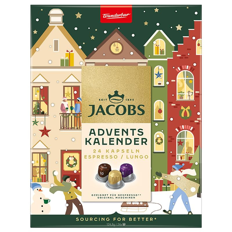 Jacobs Kapsel Adventskalender, 24 kapslí Espresso/Lungo Kapseln, kompatibilní s Nespresso* Kaffee Kapseln, 24 Kapsel