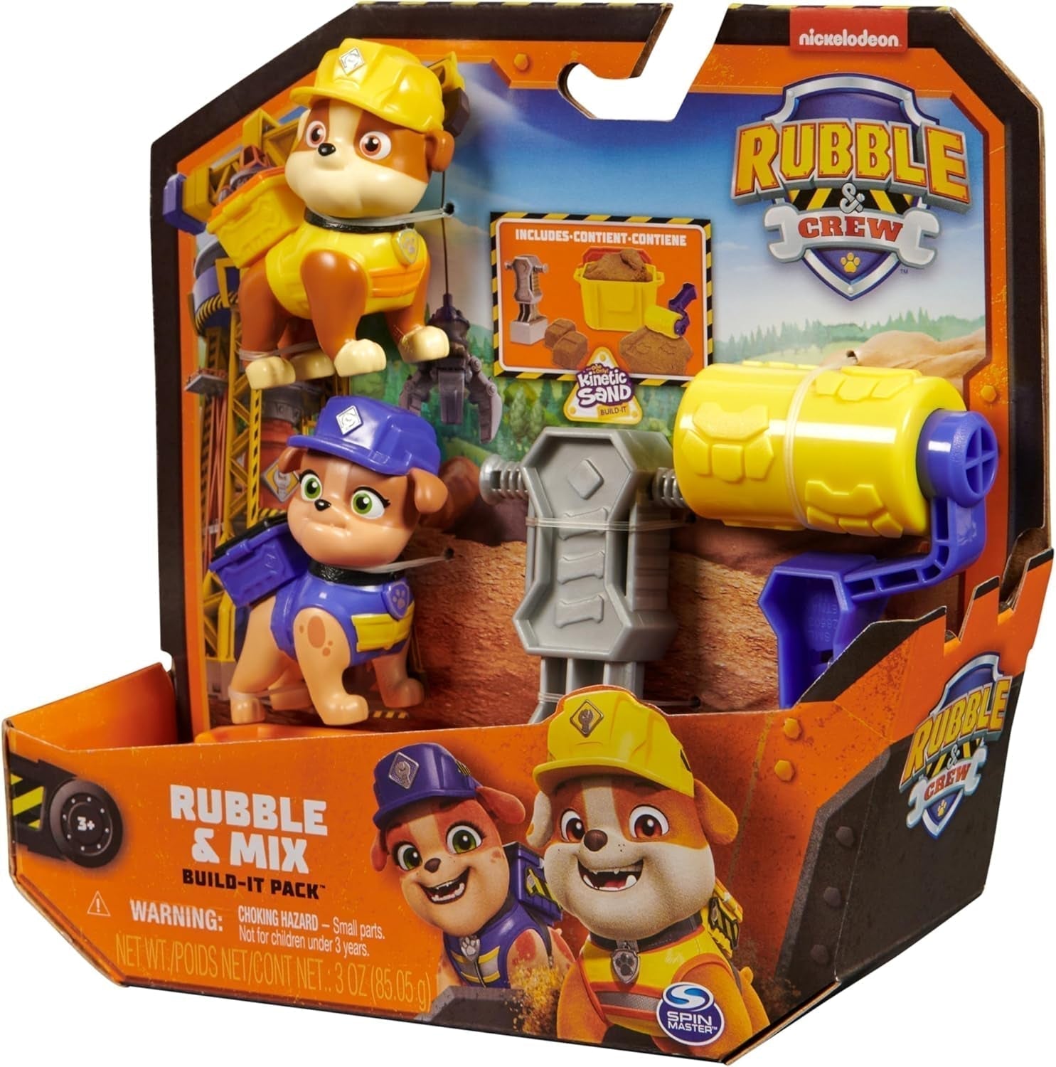 Rubble & Crew - Sada akčních figurek Rubble & Mix, 2 stavebnice a 85G kinetický stavební písek, hračka vhodná pro děti od 3 let akční figurky Naty Shop