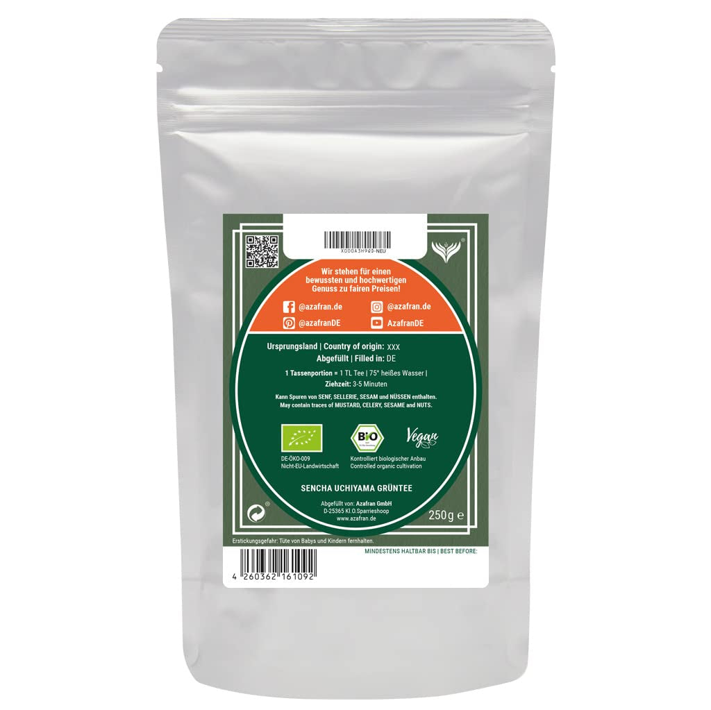 Azafran Green Tea - Bio Sencha Green Tea sypaný řez - Original Uchiyama z Japonska 250 g