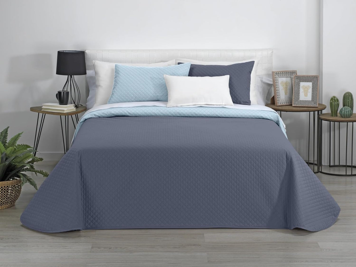 AVA | Boutique oboustranná přikrývka | Pro všechna roční období | Barva - Sky Blue/Stone | Pro postel 120/135 cm. postel. (230 X 270 Cm. Ancho X Alto) | Prošívaná přikrývka Přikrývky a přikrývky Naty Shop Výchozí název