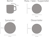 CreaTable, 20537, Vesuvio Black Series, 16dílná sada jídelního nádobí, Porcelánová kombinovaná služba, Vhodné do myčky a mikrovlnné trouby, Vyrobeno v Portugalsku