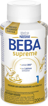 BEBA Nestlé BEBA SUPREME 1 Kojenecká výživa: Lahvičky k pití s ​​Omega 3, 1 balení (1 x 200 ml)