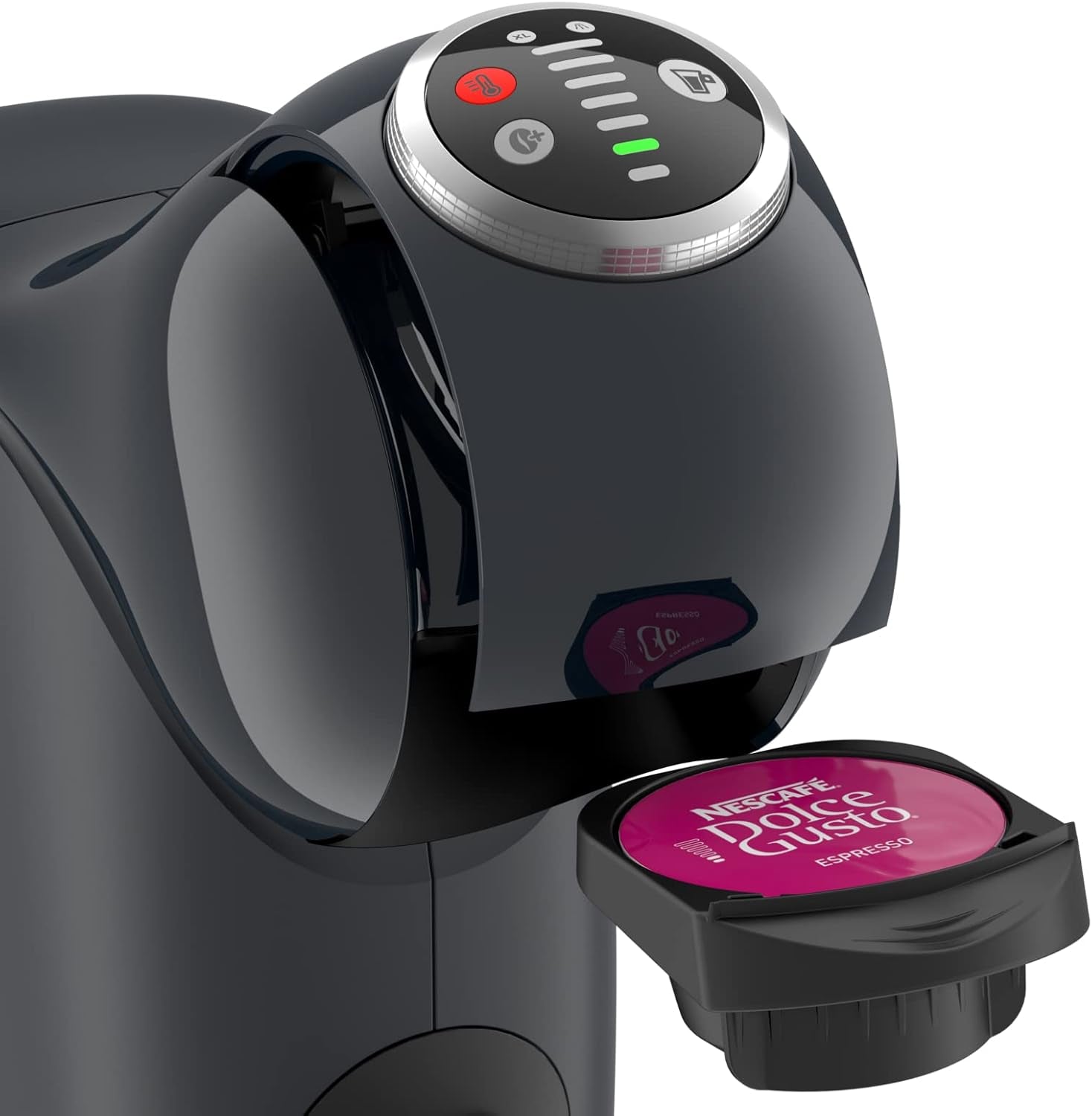 NESCAFÉ Dolce Gusto Genio S Plus od Krups, kompaktní kapslový kávovar, objem 0,8 litru, 1500 wattů, automatické upozornění na odvápnění, vesmírně šedá, KP340B
