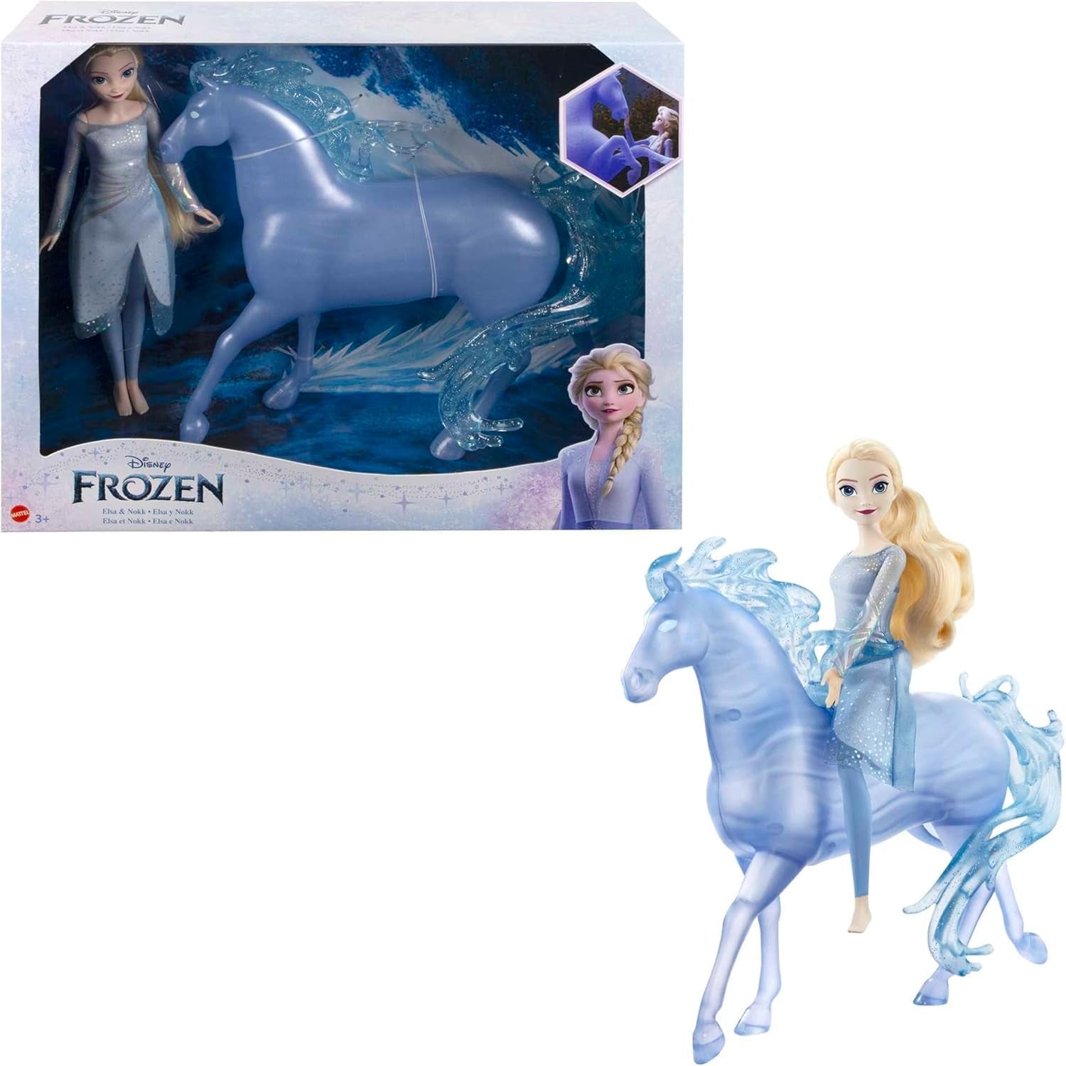 Mattel DISNEY Frozen Elsa a Nokk – kloubová panenka Elsa, majestátní vodní figurka Nokk, inspirovaná druhým filmem, pro děti od 3 let, HLW58