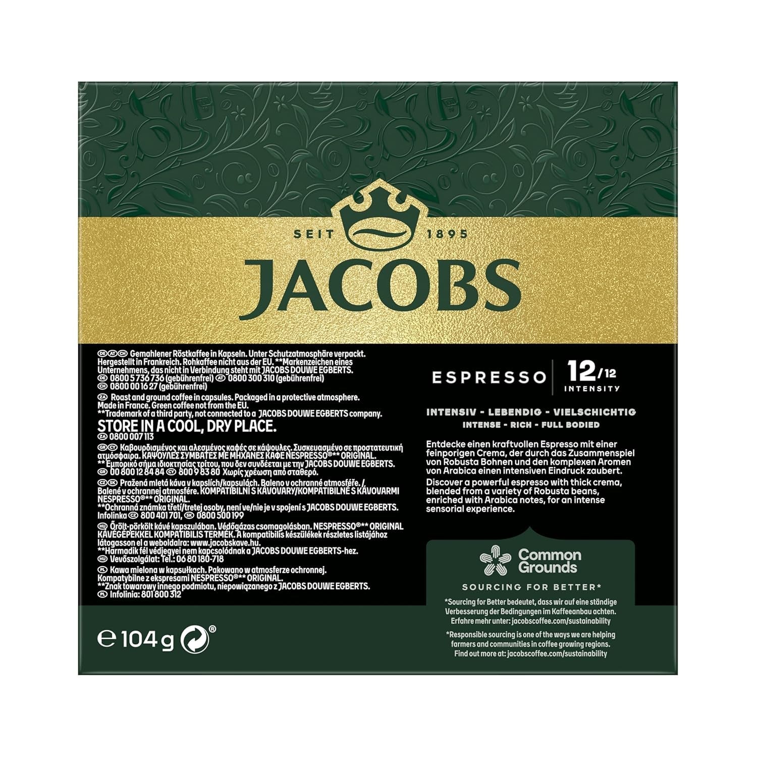 Jacobs Kaffeekapseln Espresso Ristretto, Intensität 12/12, 10 x 20 Getränke, kompatibilní s Nespresso* Kaffee Kapseln, 200 Kapseln