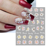 JMEOWIO 3D Nálepka na nehty Frühling Blume Nálepka na nehty Selbstklebend Nagelaufkleber 5D Stereoskopisch Blumen Dekoration Nageldesign Zubehör 4 Blatt