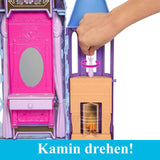 Mattel Disney Frozen – domeček pro panenky Castle Arendelle (60 cm+) s panenkou Elsou, 4 hřišť a 15 kusy nábytku a doplňků Disney Frozen II, HLW61