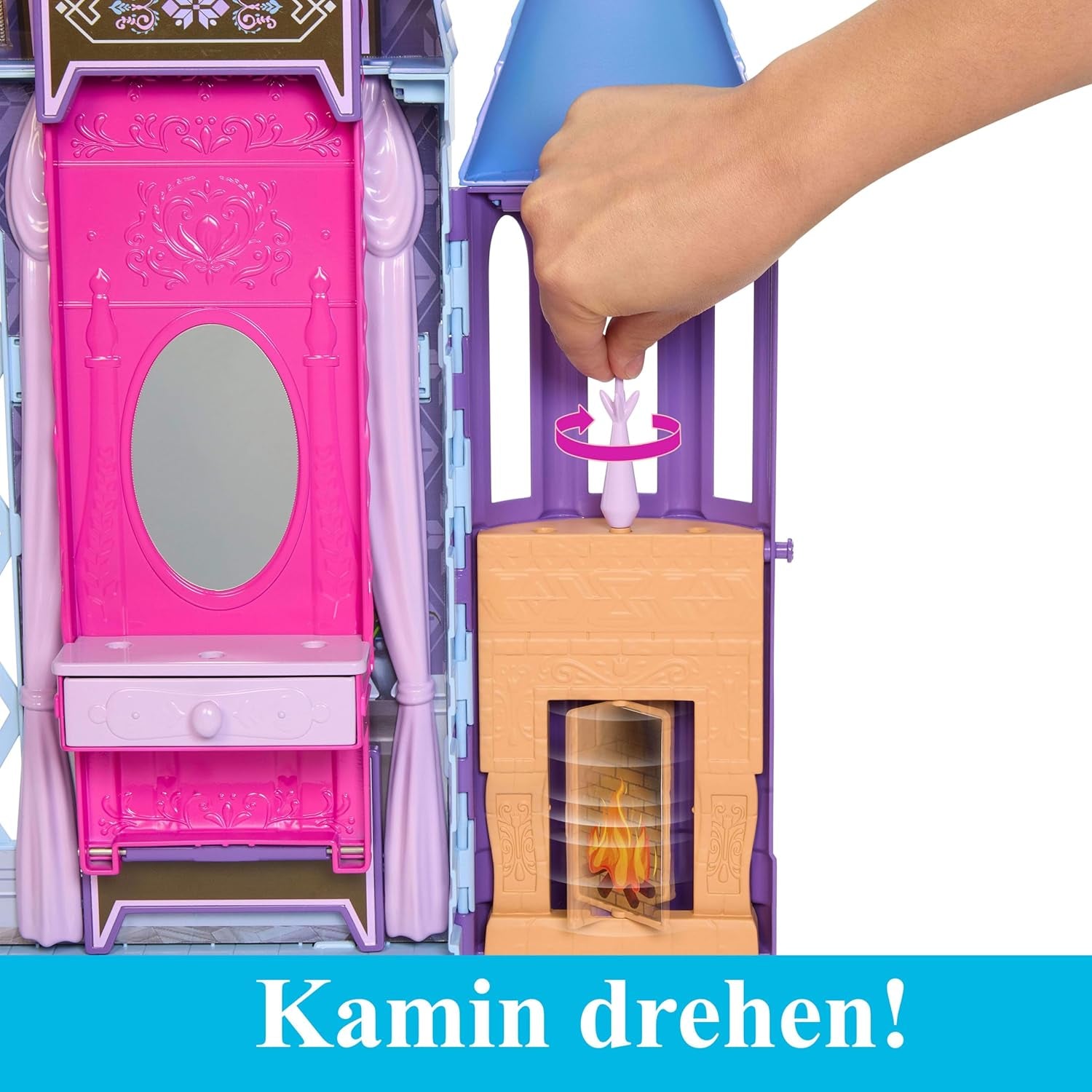 Mattel Disney Frozen – domeček pro panenky Castle Arendelle (60 cm+) s panenkou Elsou, 4 hřišť a 15 kusy nábytku a doplňků Disney Frozen II, HLW61