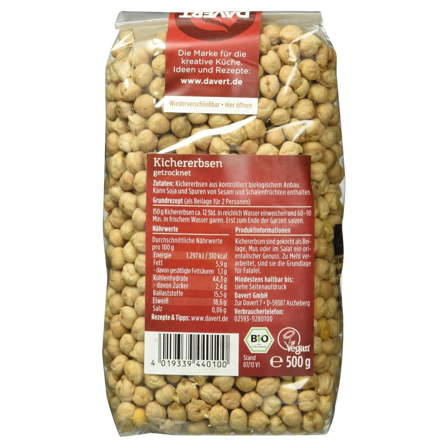 Davert Bio cizrna, 500 g