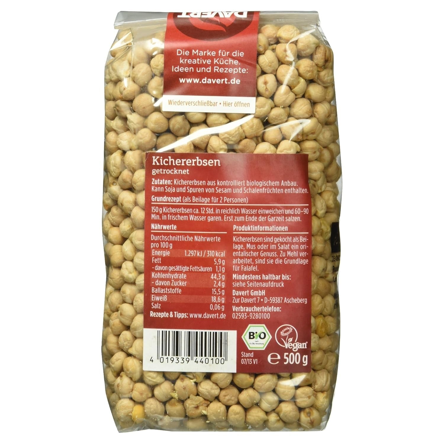 Davert Bio cizrna, 500 g