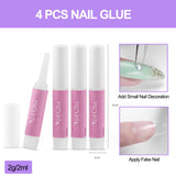 Full Cover False Nails 504 Pack 12 velikostí Umělé nehty s lepidlem na nehty Akrylové umělé nehty s úložným boxem pro nehtové salony a domácí nail art (čtvercové)