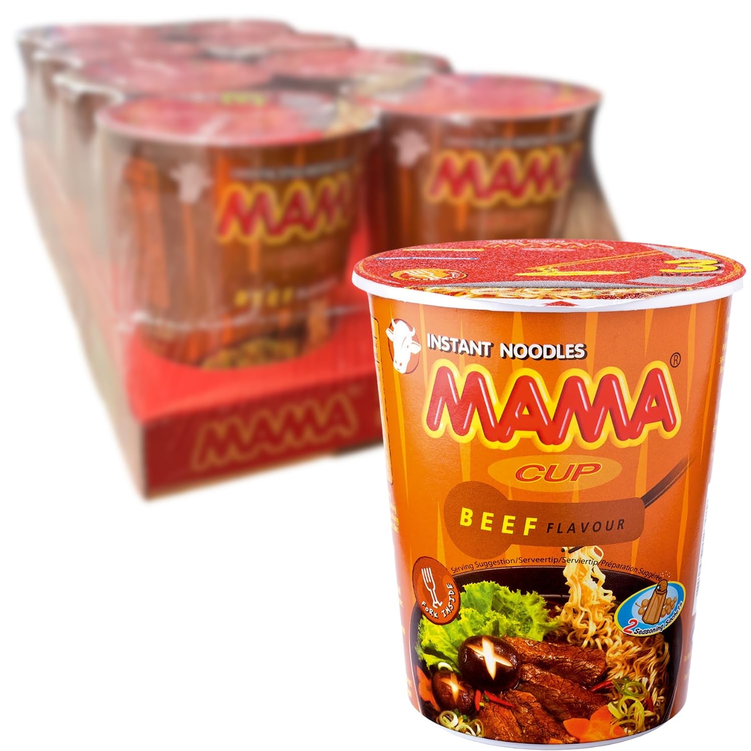 MAMA - Instantní nudle s hovězím masem v kelímcích - Multipack (8 x 70 g)