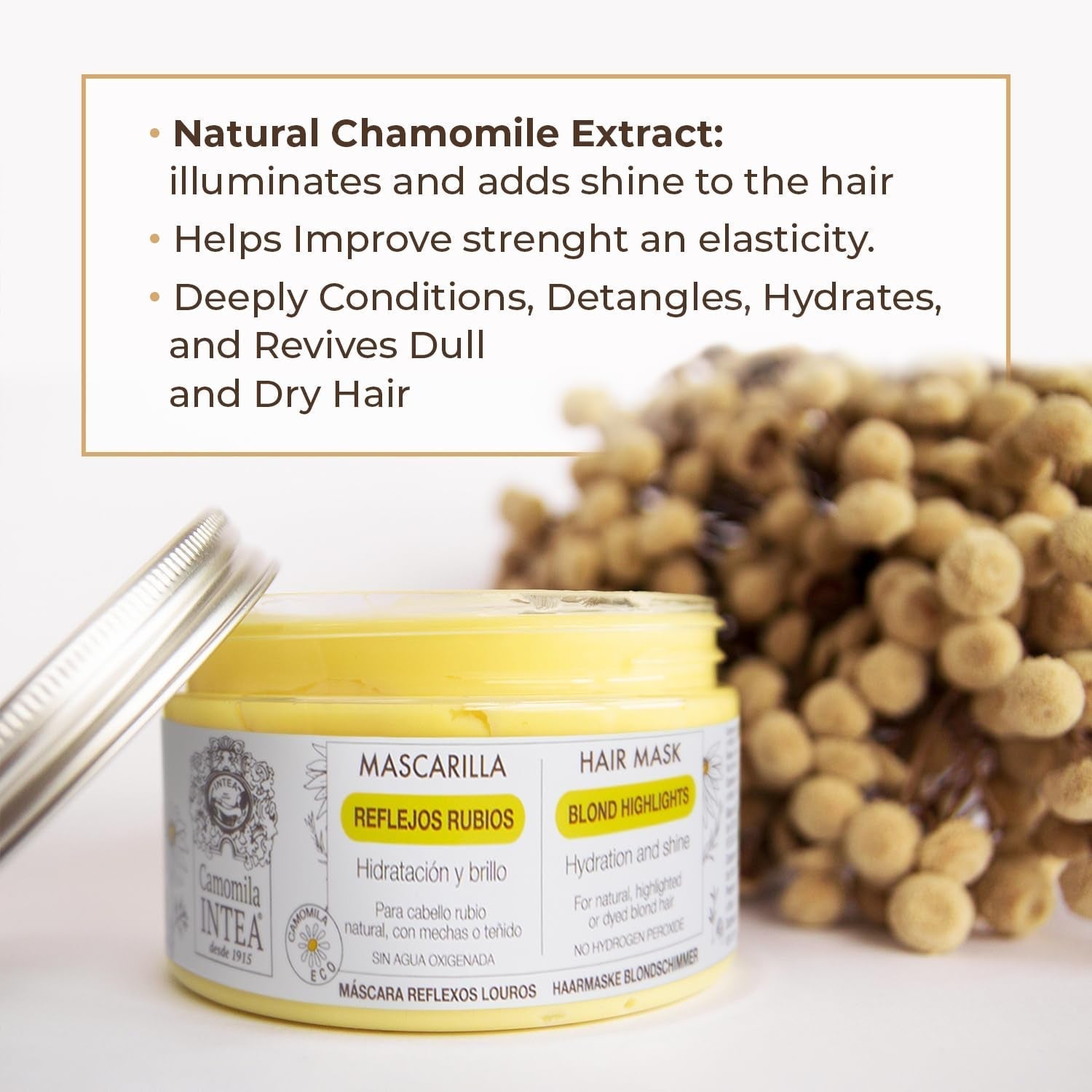Intea Chamomile - Blonde Reflections Hair Mask - Hydratuje a vyživuje blond vlasy - 250 ML Naty Shop Hair Mask