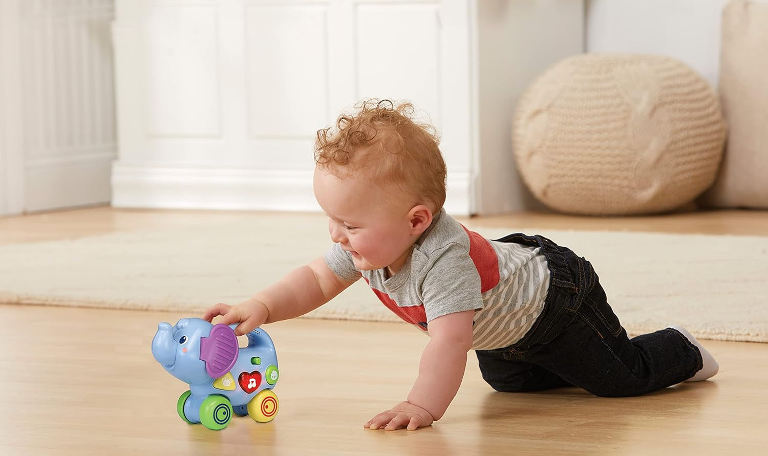 Vtech Baby Little Pushing Elephant - Interaktivní hračka na hraní - S písničkami, melodiemi, větami a zvuky - Pro děti ve věku 6-36 měsíců Baby Toys Naty Shop