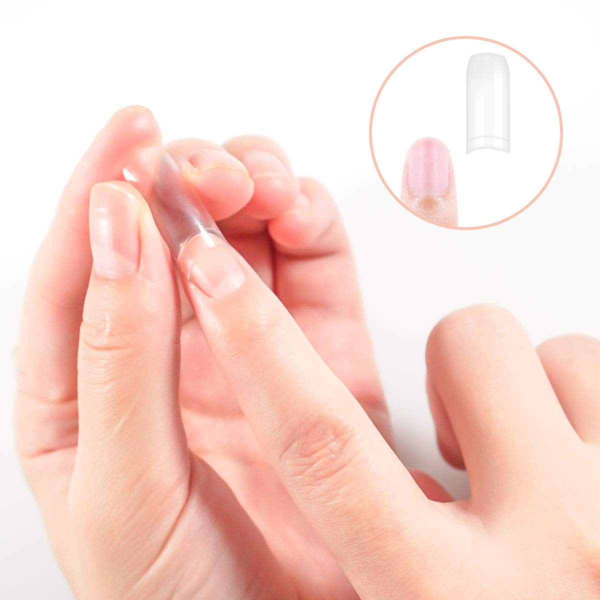 Umělé nehty 500ks Umělé umělé nehty v přírodní barvě 10 velikostí DIY Akryl s krabičkou Kartáček na nehty Zatlačovač nehtů Pilník na nehty