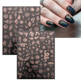JMEOWIO Nálepka na nehty Mond Stern 10 Blatt Nálepka na nehty Selbstklebend Nagelaufkleber Růžové zlato Dekoration Nageldesign Zubehör