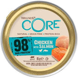 Wellness CORE 98% 12 x 85g, kuře a losos - vlhké krmivo pro kočky, hustá paštika, bez obilovin, přírodní, hypoalergenní, s vysokým obsahem bílkovin, s vysokým obsahem masa