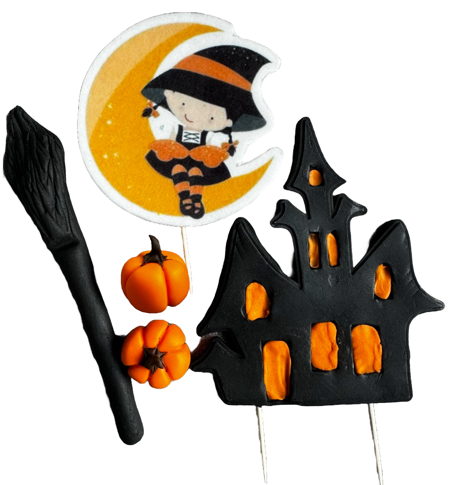 Sada 5 jedlých dekorací z cukrové pasty, Halloweenské ozdoby z cukrové pasty Naty Shop