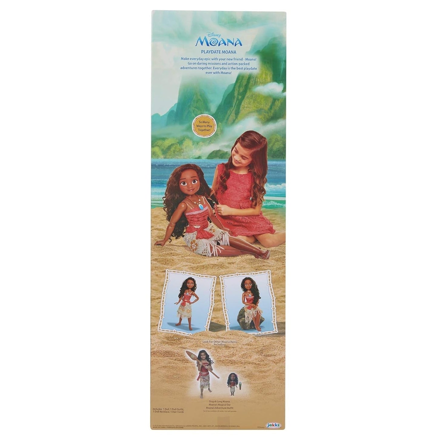 Disney Princess Moana 80cm Play Doll od Jakks Pacific Pohyblivá panenka s kartáčem na rozčesání Vlnité kadeře Šaty inspirované filmem Odnímatelný přívěsek náhrdelník Panenky Naty Shop