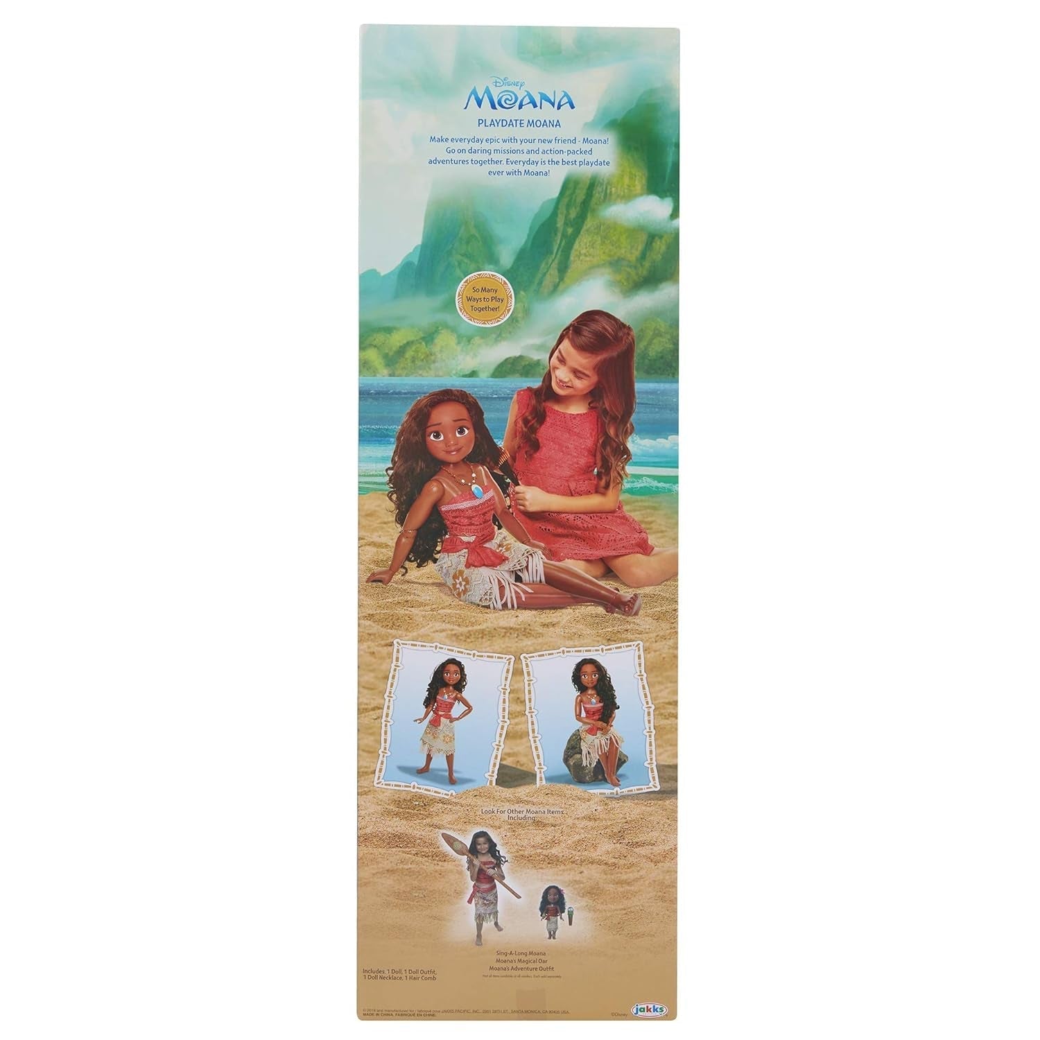 Disney Princess Moana 80cm Play Doll od Jakks Pacific Pohyblivá panenka s kartáčem na rozčesání Vlnité kadeře Šaty inspirované filmem Odnímatelný přívěsek náhrdelník Panenky Naty Shop