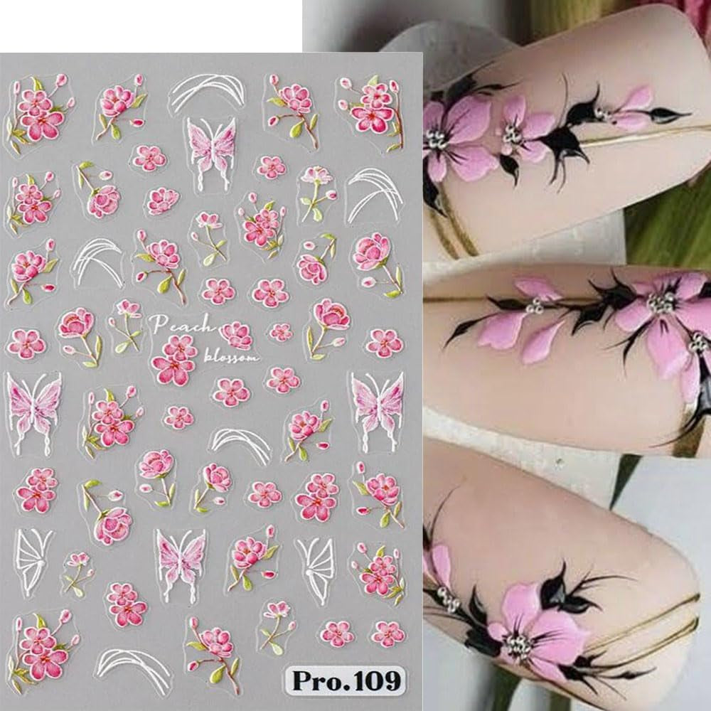 5ks Geprägte Gänseblümchen Nagelsticker Selbstklebend Blumen Nagelaufkleber Gänseblümchen Schmetterling Nagel Sticker Nageldesign Aufkleber Nägel Zubehör Blume Nail Sticker Flower Nail Art Stickers