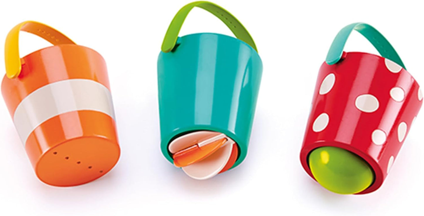Hape Barevná sada kbelíků | Třídílná hračka do vany s vodním kolem pro batolata, vícebarevná Bebe Naty Shop Toys Výchozí název