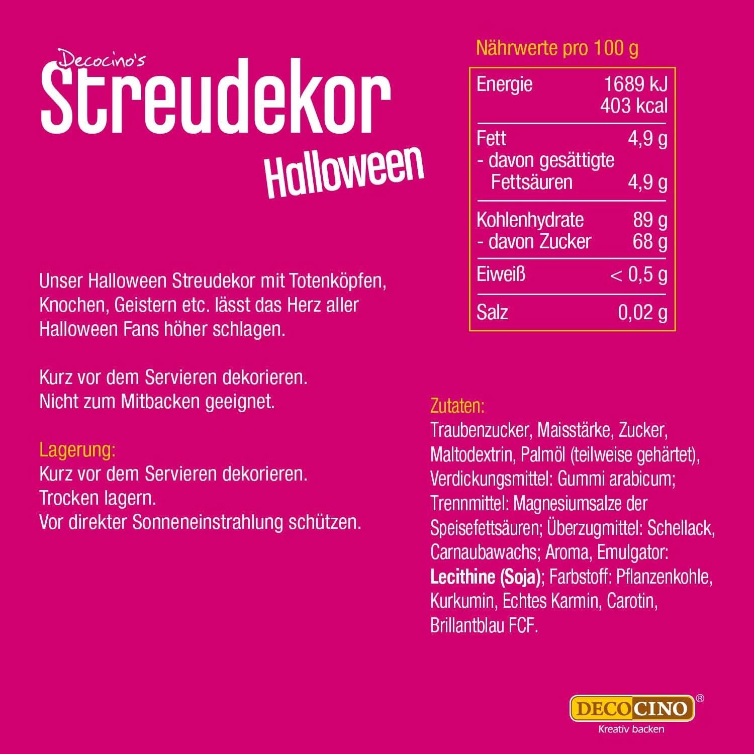 Decocino Halloween Sprinkles, vícebarevné, 120 gramů Sprinkles Naty Shop