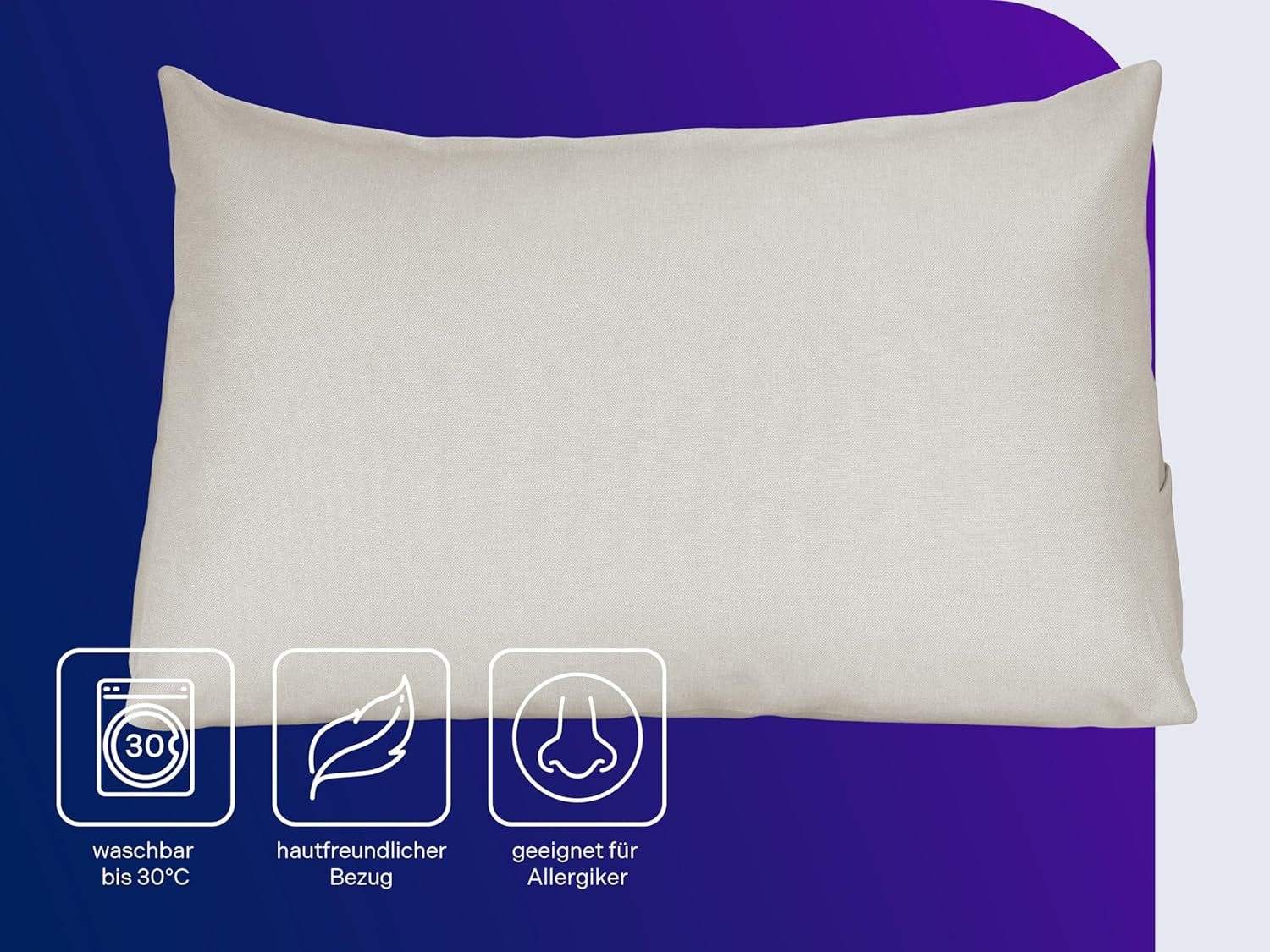 Polštář Traumnacht Cozy Back, polštář na čtení, 70 x 40 cm béžový, snímatelný a pratelný potah ze 100% polyesteru, praktická boční kapsa, certifikováno Oeko-Tex, vyrobeno podle německých norem kvality