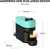 Espresso kávovar s kapslemi Nespresso Krups Vertuo Pop, objem: 560 ml, automatické rozpoznání kapslí, systém jedním dotykem, 4 velikosti šálků, zkrácená doba ohřevu, udržitelný, Aqua Mint, XN9204