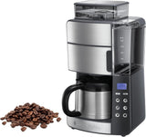 Kávovar Russell Hobbs s mlýnkem a termo karafou [Digitální časovač, sprchová hlavice pro optimální extrakci a aroma] Grind&Brew (1-10 šálků, 3 nastavení mletí) Filtrační kávovar 25620-56