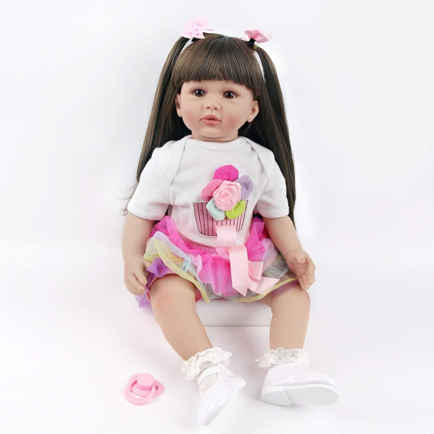 ZIYIUI 24palcové reborn panenky, realistické panenky s měkkým tělem, 60 cm ručně vyráběné panenky Reborn, vánoční dárky