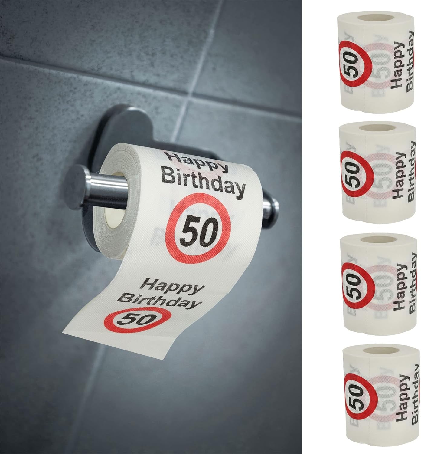 Sada 4ks toaletních papírů "Happy 40th birthday" │40th birthday 24 metrů 2-látky 180Gr/Qm │ Toaletní papír motiv toaletní papír (4 X toaletní papír 40)