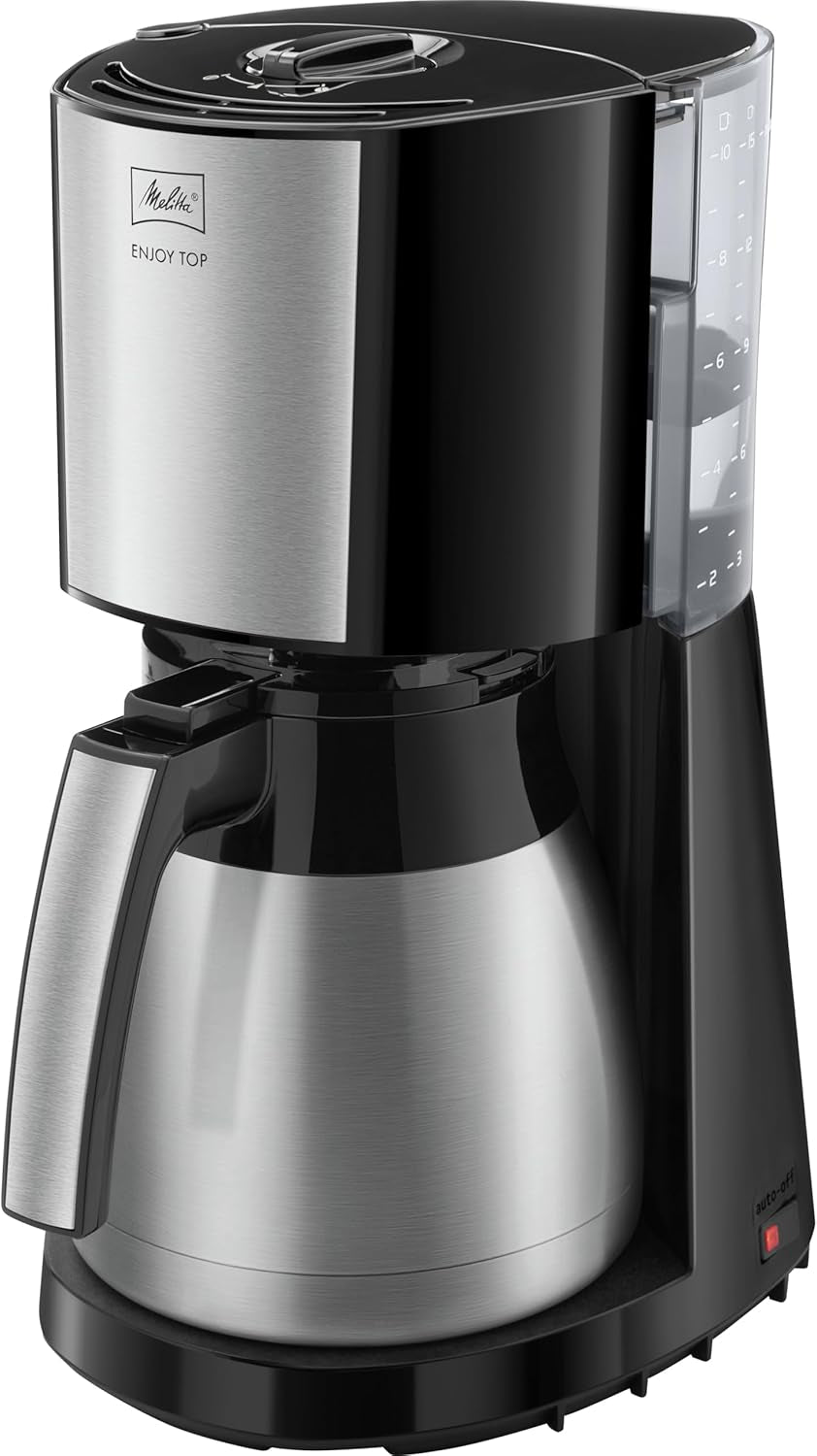 Melitta Enjoy Top Therm - Espresso kávovar s filtrem a termokonvicí z nerezové oceli, pro až 10 šálků kávy, černá/nerezová ocel