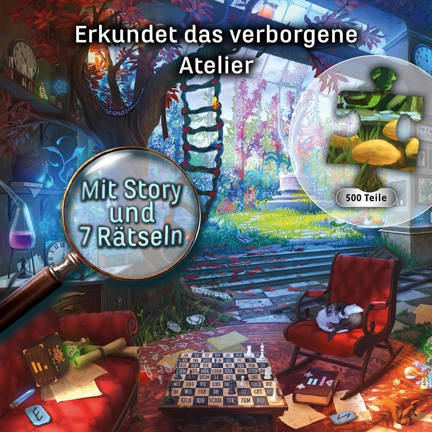 KOSMOS 683979 EXIT® Puzzle: 500dílné puzzle Hidden Studio pro dospělé a děti Puzzle 10+ v únikové místnosti pro začátečníky Puzzle Naty Shop