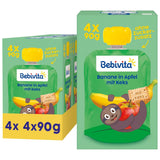 Banán v jablku se sušenkovým obalem – 16 kusů (4 balení, každé 4 x 90 g), bez přidaného cukru, vyrobený z jemného ovoce a zdravých obilovin, ideální pro svačiny s sebou a na cesty