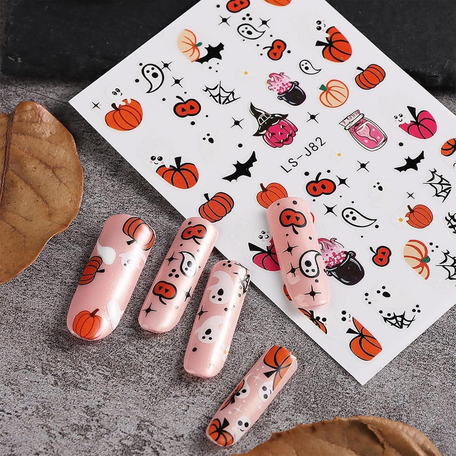 Nagelsticker Halloween, 8 Blätter Halloween Nagel Sticker, Kürbis Nail Sticker, Nail Art, Nagel Charms, Nagel Zubehör, Nageldesign, Vánoce (Typ A)