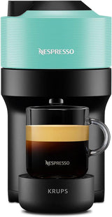 Espresso kávovar s kapslemi Nespresso Krups Vertuo Pop, objem: 560 ml, automatické rozpoznání kapslí, systém jedním dotykem, 4 velikosti šálků, zkrácená doba ohřevu, udržitelný, Aqua Mint, XN9204