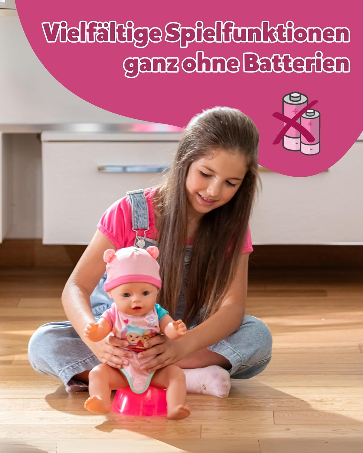 BABY Born Emma - panenka 43 cm - 10 funkcí včetně příslušenství a matrace - Plně funguje bez baterií - Vhodné pro děti od 3 let